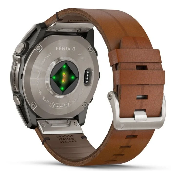 Смарт-часы Garmin fenix 8 51mm,AMOLED,Sapphire, Bare Ti, Blk/Chsnt Lthr (010-02905-40) (UA)