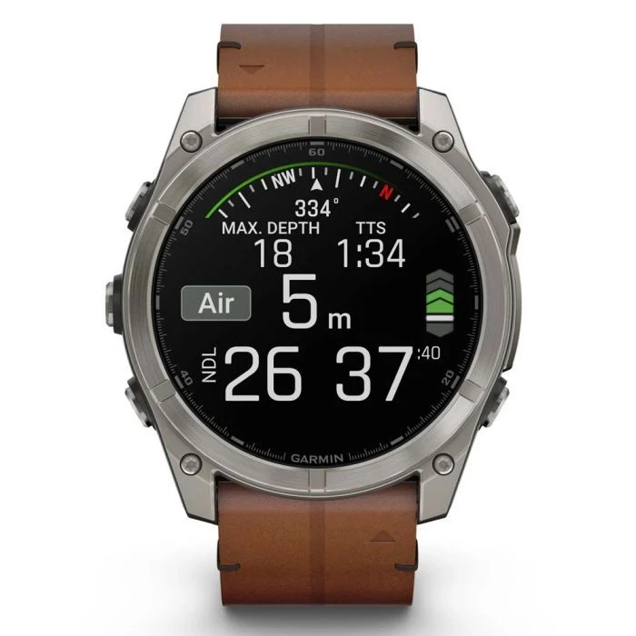 Смарт-часы Garmin fenix 8 51mm,AMOLED,Sapphire, Bare Ti, Blk/Chsnt Lthr (010-02905-40) (UA)