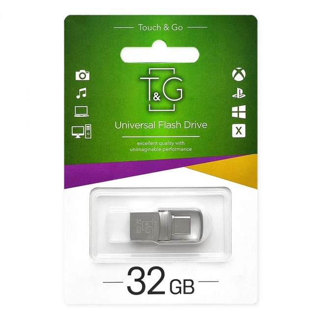 USB 2.0 32GB Type-C T&G 104 Metal Series Silver (TG104TC-32G) (UA) Интерфейс: USB 2.0 Type-C; Объем