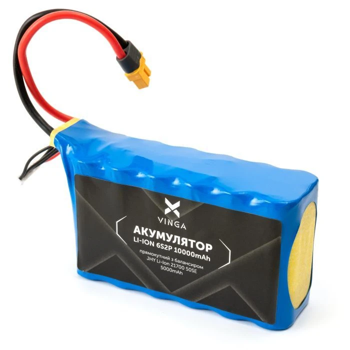 Аккумулятор для дрона Vinga Li-ion 6S2P 10000mAh з балансиром (JHY Li-Ion 21700 5000mAh) (V6S2P-5000) (UA)