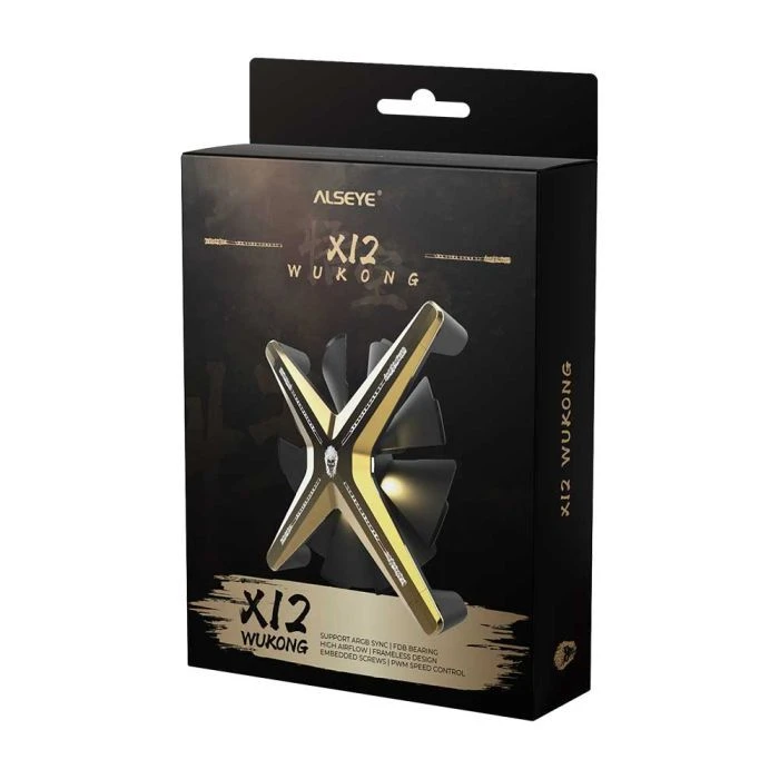 Кулер для корпуса Alseye X12 (Golden WK Push) (AS.04.03.0024) (UA) ; Диаметр вентиляторов: 120 мм; Тип