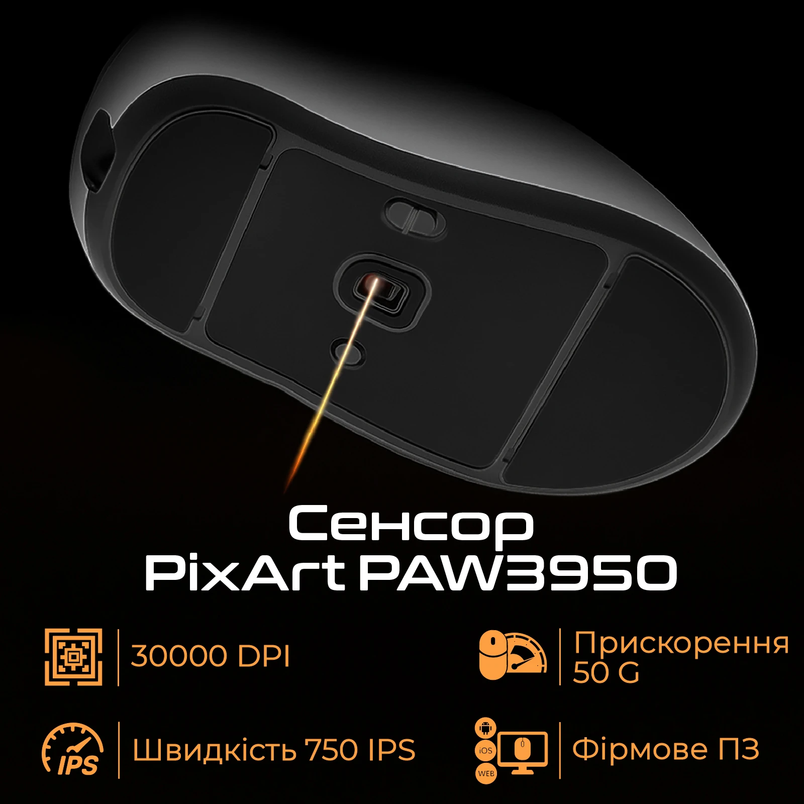 RAWM ER21Pro Black (ER21pro.black) (UA) Разрешение сенсора: 30000 dpi;