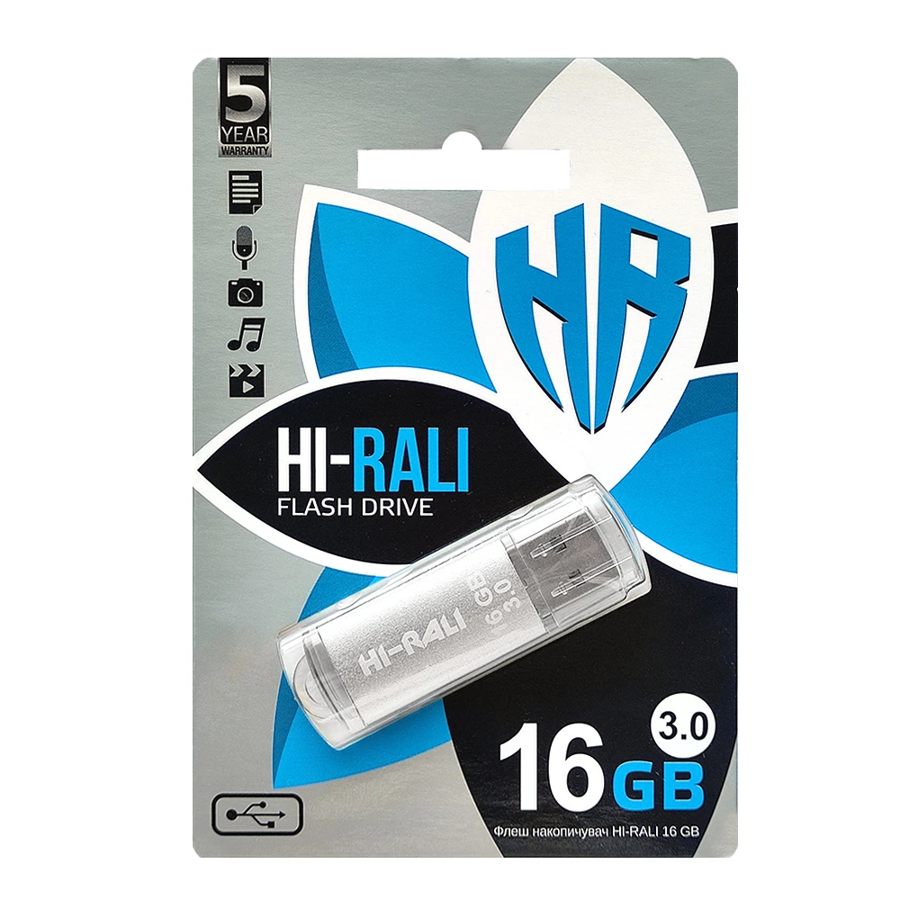 USB3.0 16GB Hi-Rali Rocket Series Silver (HI-16GB3VCSL) (UA)