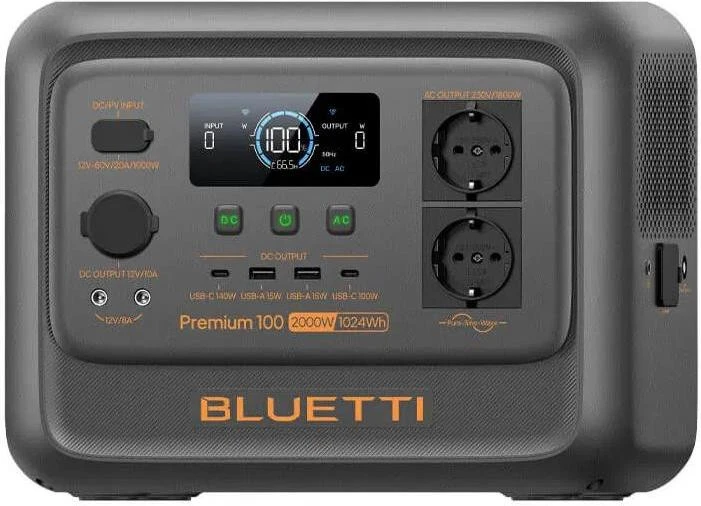 Зарядна станція BLUETTI Premium 100 V2 (1024Wh 2000W) Europe Бренд: BLUETTI; Розетка AC 230В: 2; USB