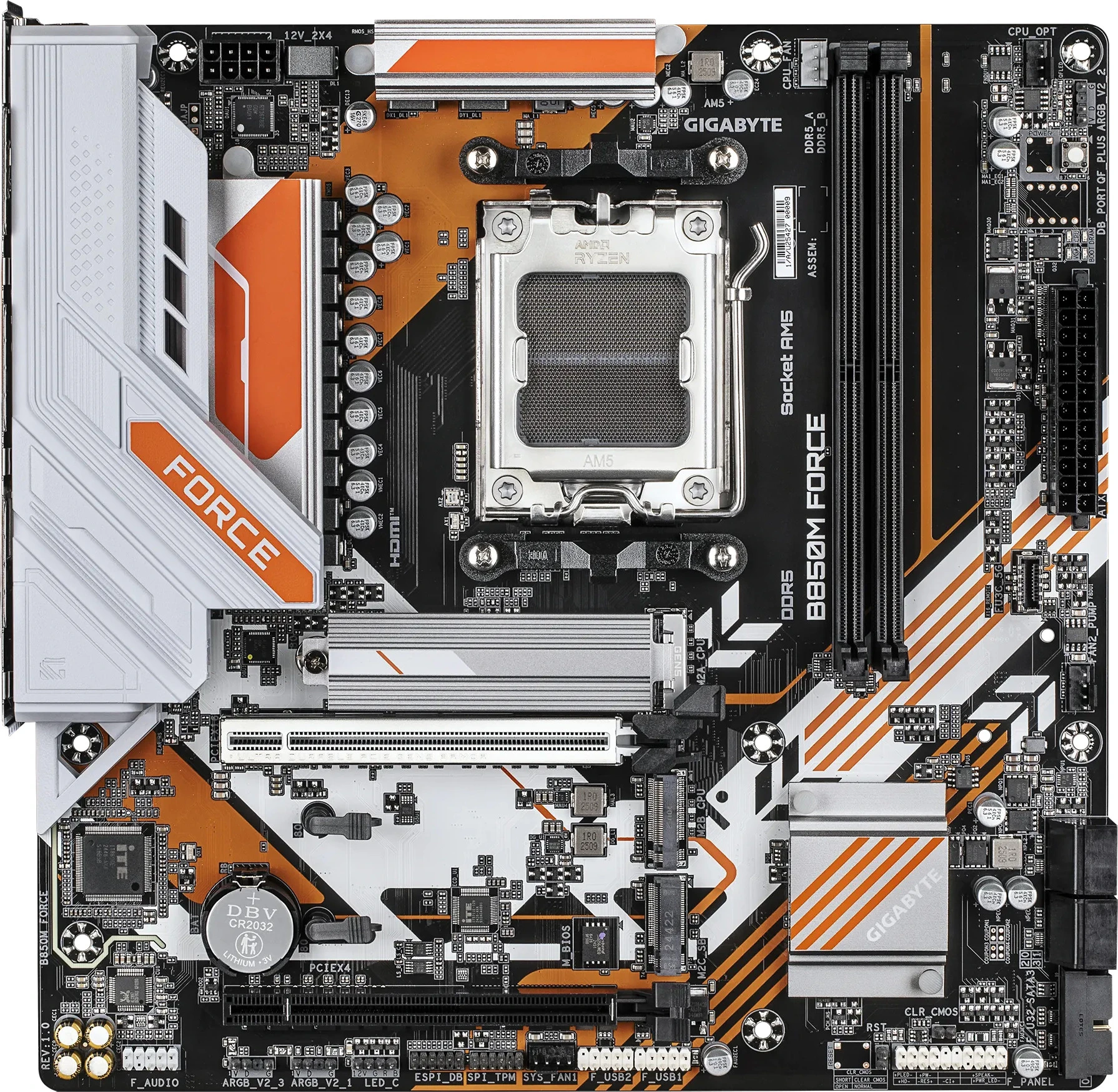 GIGABYTE B850M FORCE WIFI6E GEN5 (UA) Бренд: GIGABYTE; Тип роз'єму CPU: Socket AM5;
