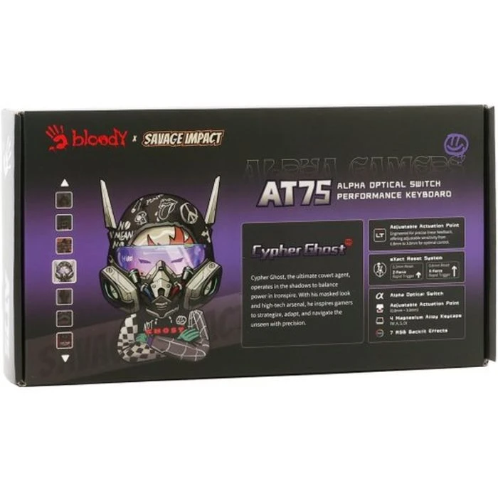 A4Tech AT75 RGB USB UA Cypher Ghost (4711421001830) (UA) Конструкція: оптична / механічна;