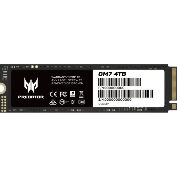 M.2 2280 4TB GM7 Acer Predator (BL.9BWWR.120) (UA) ; Об'єм пам'яті: 4 TB; Тип