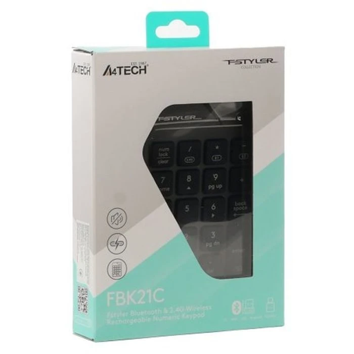 A4Tech FBK21C Wireless/Bluetooth Smoky Grey (4711421995108) (UA) Конструкція: мембранна; Тип