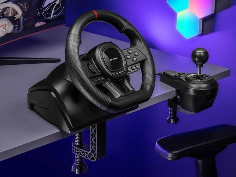 Комплект (руль, педали) Tracer Steering Wheel SimRacer Manual Gearbox 6 in 1 (TRAJOY47345) Бренд: Tracer; Тип манипулятора: