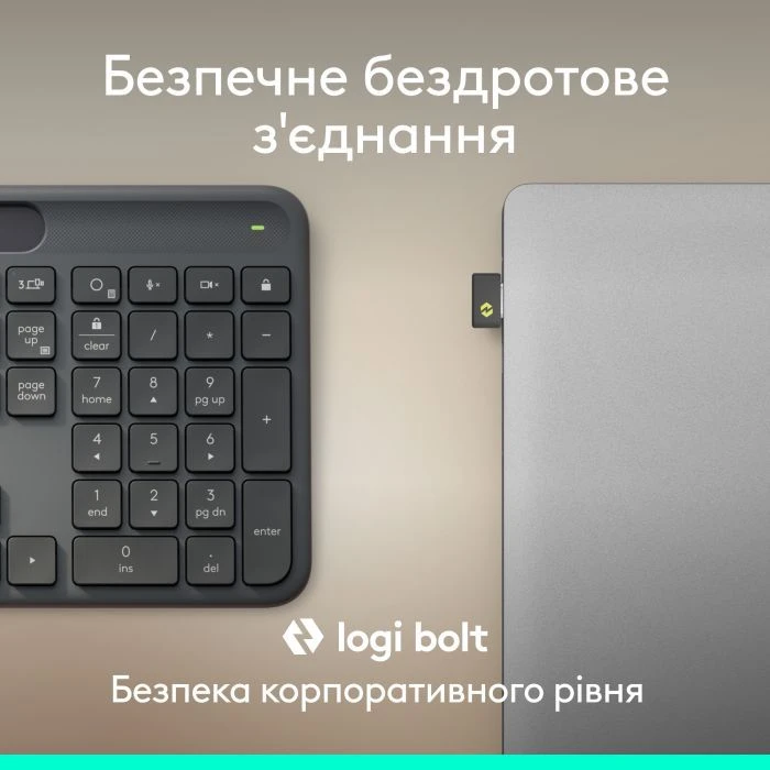 Logitech Slim Solar+ for Business Wireless/Bluetooth Graphite (920-013779) (UA)