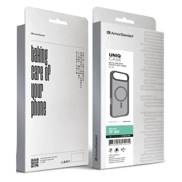 Чохол для мобільного телефону Armorstandart Uniq MagCase Apple iPhone 17 Air Titanium Grey (ARM86280) (UA) Сумісність; Сумісність з