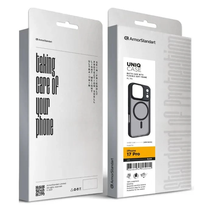 Чохол для мобільного телефону Armorstandart Uniq MagCase Apple iPhone 17 Pro Black (ARM86266) (UA) Сумісність; Сумісність з