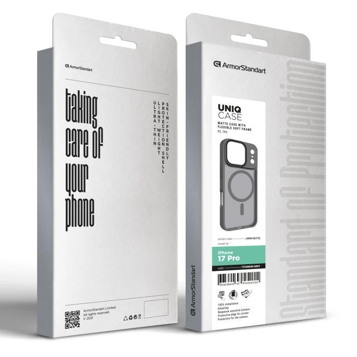 Чохол для мобільного телефона Armorstandart Uniq MagCase Apple iPhone 17 Pro Titanium Grey (ARM86270) (UA) Сумісність; Сумісність з