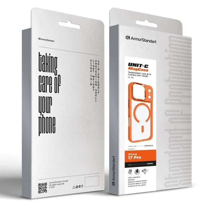 Чохол для мобільного телефону Armorstandart Unit-C MagCase Apple iPhone 17 Pro Orange (ARM86624) (UA) Сумісність; Сумісність з
