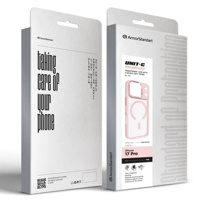 Чохол для мобільного телефону Armorstandart Unit-C MagCase Apple iPhone 17 Pro Pale Pink (ARM86295) (UA) Сумісність; Сумісність з