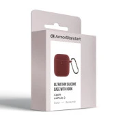 Чохол для навушників Armorstandart Ultrathin Silicone Case With Hook для Apple AirPods 2 Burgundy (ARM59680) (UA)