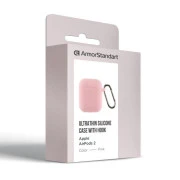 Чохол для навушників Armorstandart Ultrathin Silicone Case With Hook для Apple AirPods 2 Рожевий (ARM59688) (UA)