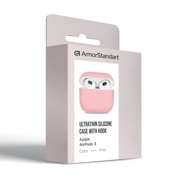 Чохол для навушників Armorstandart Ultrathin Silicone Case для Apple AirPods 3 Pink (ARM60288) (UA) Сумісність: AirPods 3; Особливості: