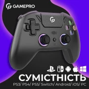 Геймпад GamePro 2.4G/BT 5.1/USB (Switch/PC/PS/iOS/Android) RGB Black (GPS20B) (UA)