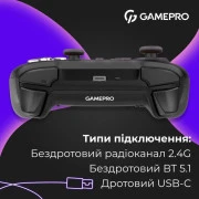 Геймпад GamePro BT 5.3/USB/2.4 ГГц (Switch/PC/iOS/Android) RGB Black (GPX13BDOC) (UA)