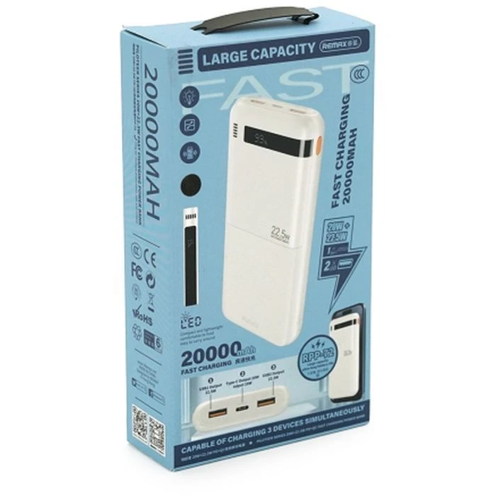 Remax 20000mAh, PD/20W, QC/22.5W, Black/White (RPP-72) (UA) Основное; Назначение: для