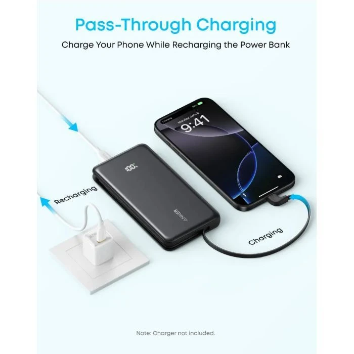 Anker 10000mAh, 22.5W, Built-In USB-C Cable, black (A110DH11) (UA)