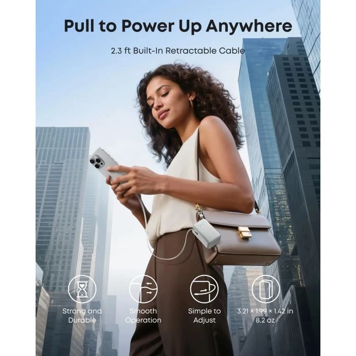 Anker Nano 10000mAh, 45W, Built-In USB-C Cable, white (A1638H21) (UA) Основное; Назначение: для