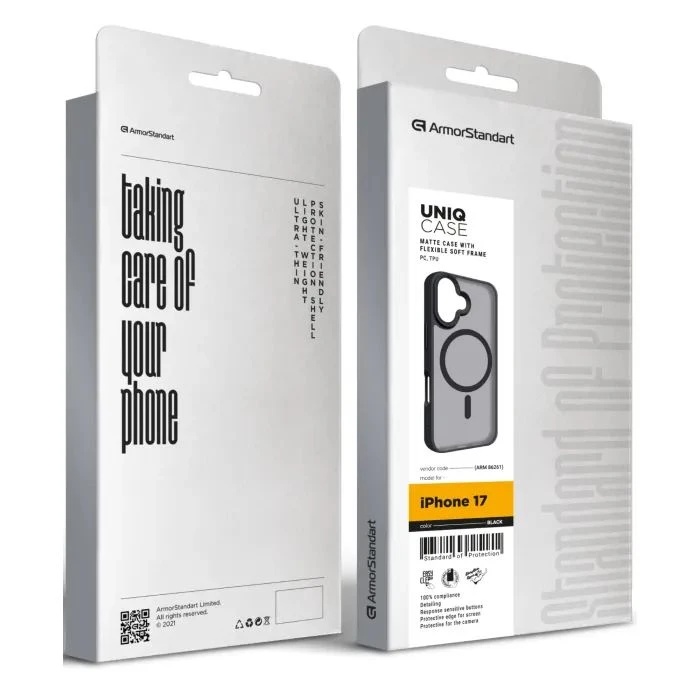 Чехол для мобильного телефона Armorstandart Uniq MagCase Apple iPhone 17 Black (ARM86261) (UA) Совместимость; Совместимость с