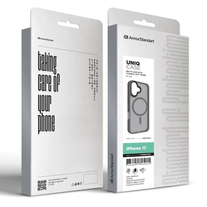 Чехол для мобильного телефона Armorstandart Uniq MagCase Apple iPhone 17 Titanium Grey (ARM86265) (UA) Совместимость; Совместимость с