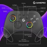 Геймпад GamePro BT 5.3/USB/2.4 ГГц (Switch/PC/iOS/Android) RGB Black (GPX13BDOC) (UA)