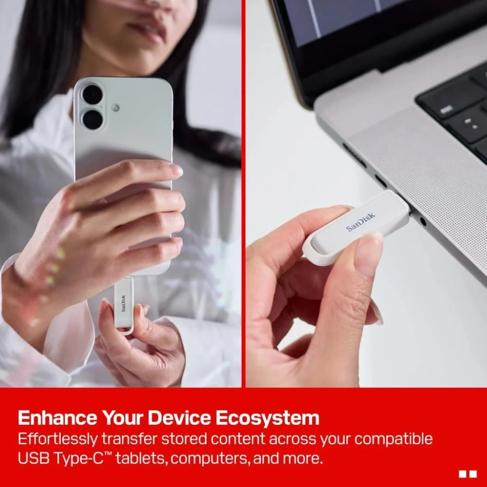 SanDisk 128 GB Phone Drive USB-C Arctic White (SDIXS0N-128G-GN6NE) (UA)