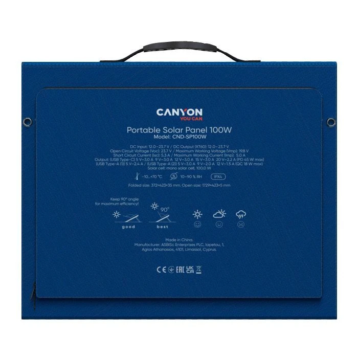 Портативная солнечная панель Canyon CND-SP100W (UA)