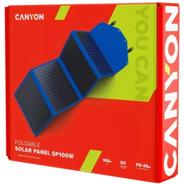 Портативна сонячна панель Canyon CND-SP100W (UA) Потужність, Вт: 100; Вихідна