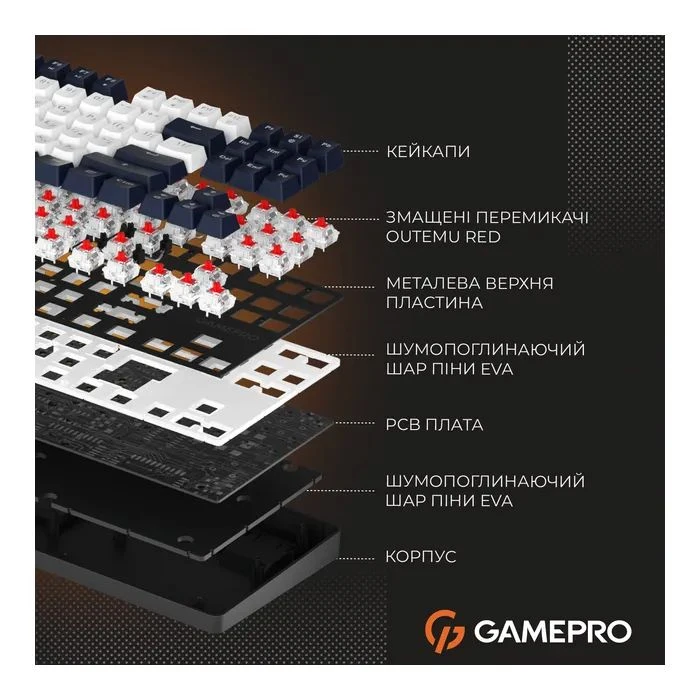 GamePro Genesis Metallic MK110B Outemu Red Switch USB UA Black (MK110B) (UA)