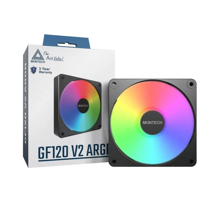 Кулер для корпусу MONTECH GF120 V2 ARGB PWM (B) (UA) Колір: чорний;