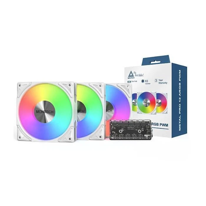 Кулер для корпусу MONTECH METAL PRO 12 ARGB 3 (METALPRO12 ARGB 3PACK (W)) (UA) Колір: білий;