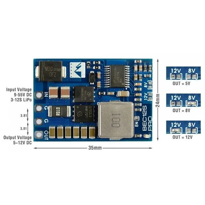 Модуль питания MATEK BEC12S-PRO (BEC12SP) (UA) Входное напряжение: 2 В; Размер: