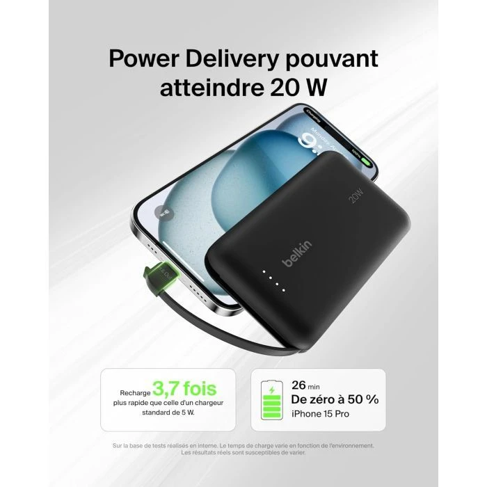 Belkin 10000mAh, 20W, USB-C, Black (BPB021HQBK) (UA)