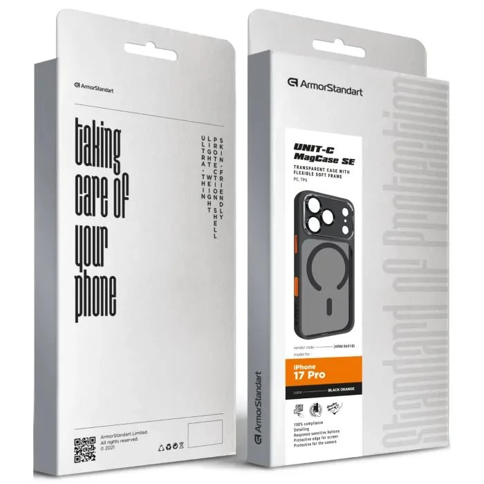 Чехол для мобильного телефона Armorstandart Unit-C MagCase SE Apple iPhone 17 Pro Black Orange (ARM86318) (UA)