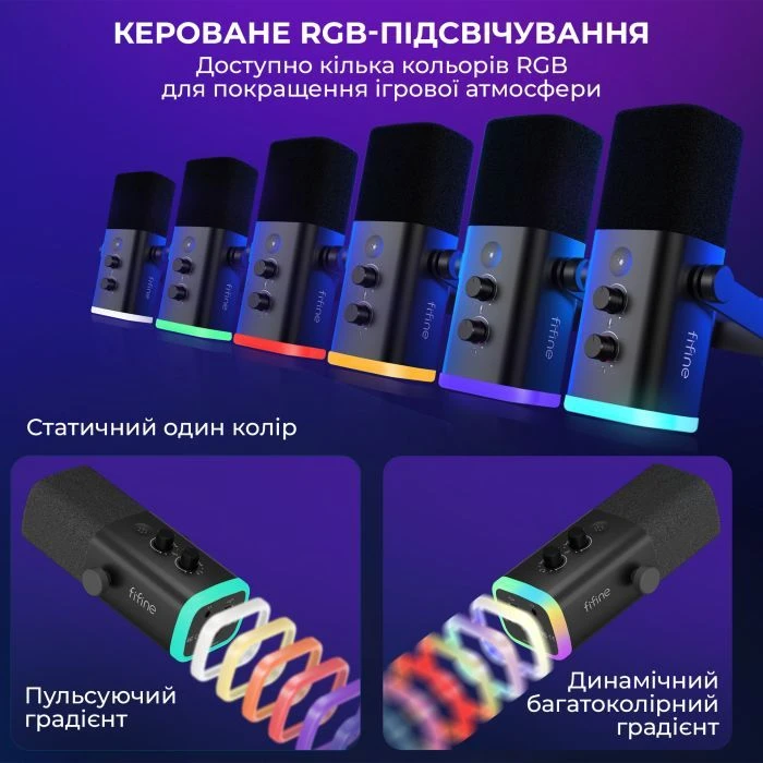 Fifine AM8T USB Black (AM8T) (UA) Тип: динамічний; Призначення: