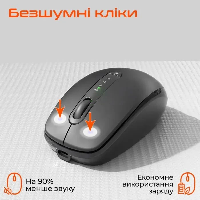 Meetion BTM100R Wireless/Bluetooth Black (MT-BTM100R-A) (UA) Тип: Безшумні; Підключення: