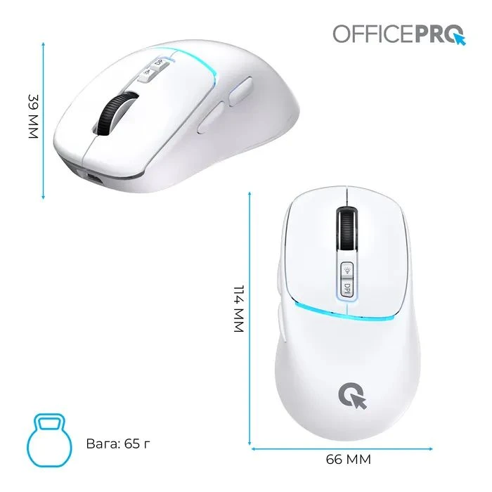 OfficePro M468W Wireless/Bluetooth White (M468W) (UA) Тип: Геймерські, Безшумні;