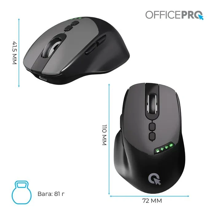 OfficePro M520B Wireless/Bluetooth Black (M520B) (UA) Тип: Безшумні; Підключення: