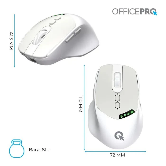 OfficePro M520W Wireless/Bluetooth White (M520W) (UA) Тип: Безшумні; Підключення: