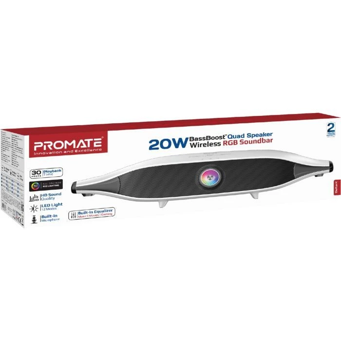 Promate Delta-X 20W White (delta-x.white) (UA) Тип: саундбар; Подключение: