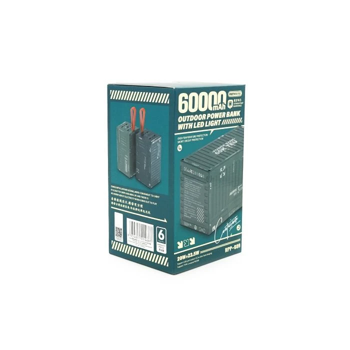Remax 60000mAh, PD/20W, QC/22.5W, Gray (RPP-609G) (UA)