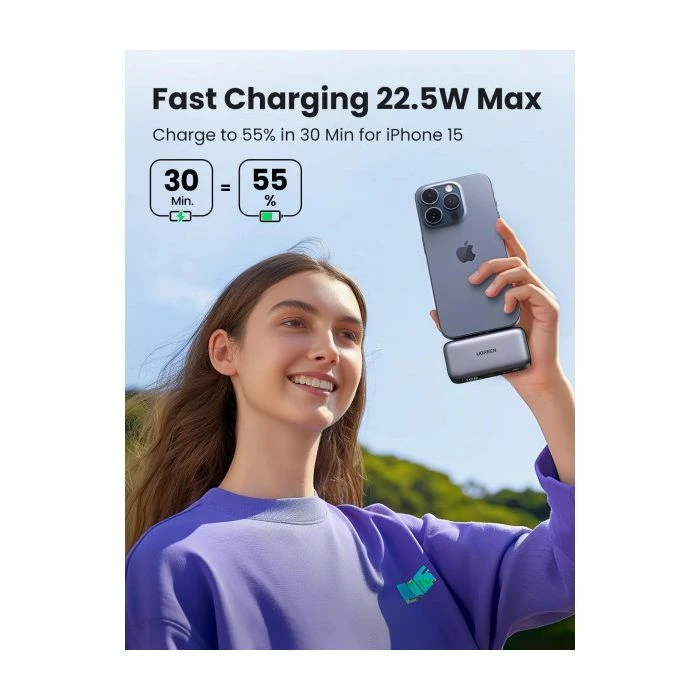 Ugreen 5000mAh 22,5W USB-C In/Out, with build-in Type-C connector (PB503) (35338) (UA)