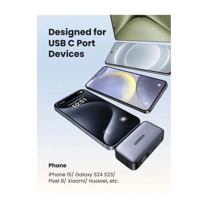 Ugreen 5000mAh 22,5W USB-C In/Out, with build-in Type-C connector (PB503) (35338) (UA)