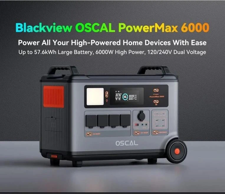 Зарядная станция Blackview Oscal PowerMax 6000 (3600Wh 6000W) (EU) Бренд: Blackview; Розетка AC 230В: 4; USB