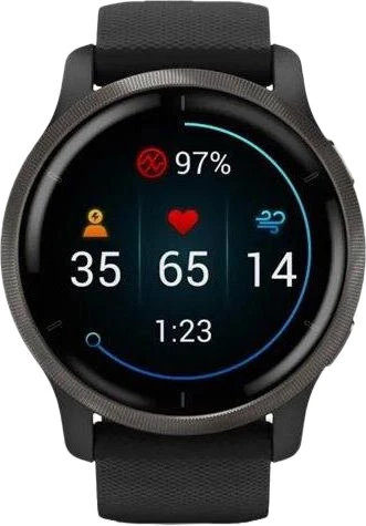 Смарт-часы Garmin Venu 2 Slate with Black Leather Band (010-02430-21)